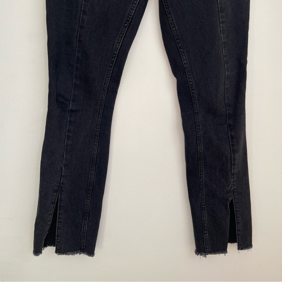 Abercrombie and Fitch The Skinny High Rise Black Jeans Split Hem size 27 solid - Picture 8 of 11